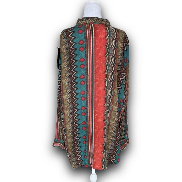 Vintage Carole Little 2X Boho Southwestern Tunic Top Tribal Boho Artsy - Picture 2 of 11